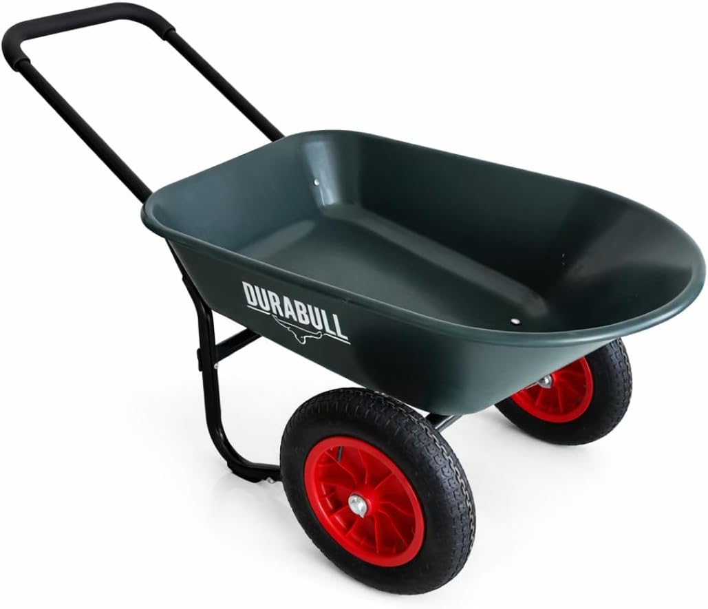 DURABULL 2 Wheel Wheelbarrow, 78 Litre Heavy Duty Garden Barrow-Carries 150kg