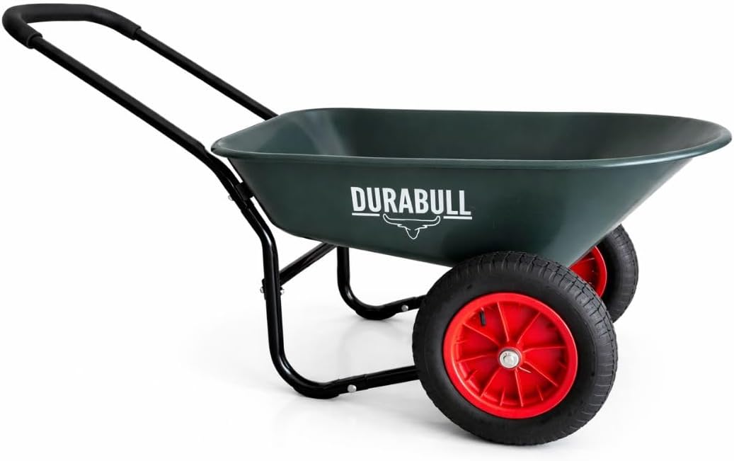 DURABULL 2 Wheel Wheelbarrow, 78 Litre Heavy Duty Garden Barrow-Carries 150kg
