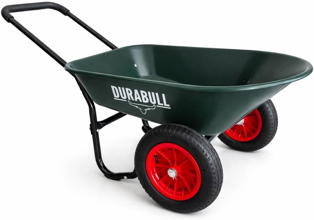 DURABULL 2 Wheel Wheelbarrow, 78 Litre Heavy Duty Garden Barrow-Carries 150kg