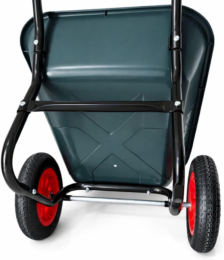 DURABULL 2 Wheel Wheelbarrow, 78 Litre Heavy Duty Garden Barrow-Carries 150kg