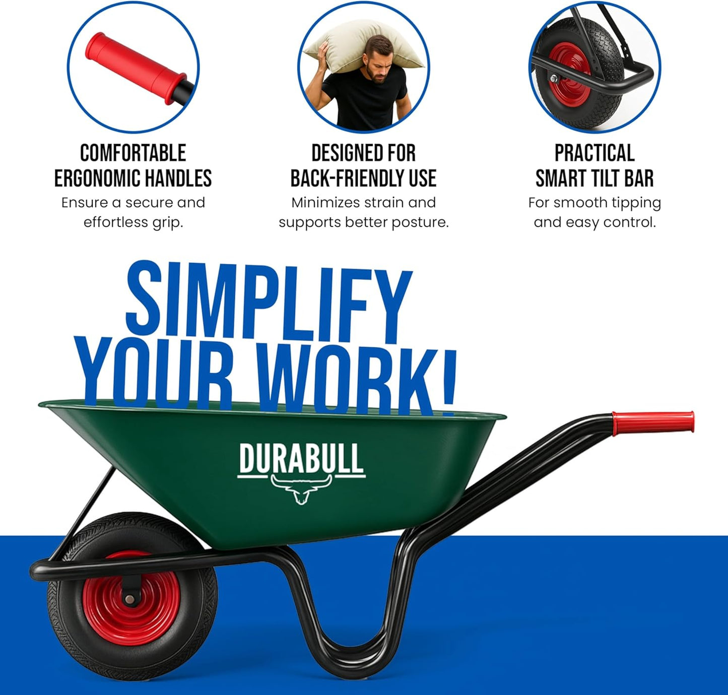 Heavy Duty Garden Wheelbarrow – Durable Outdoor Cart for Yard, Soil & Landscaping