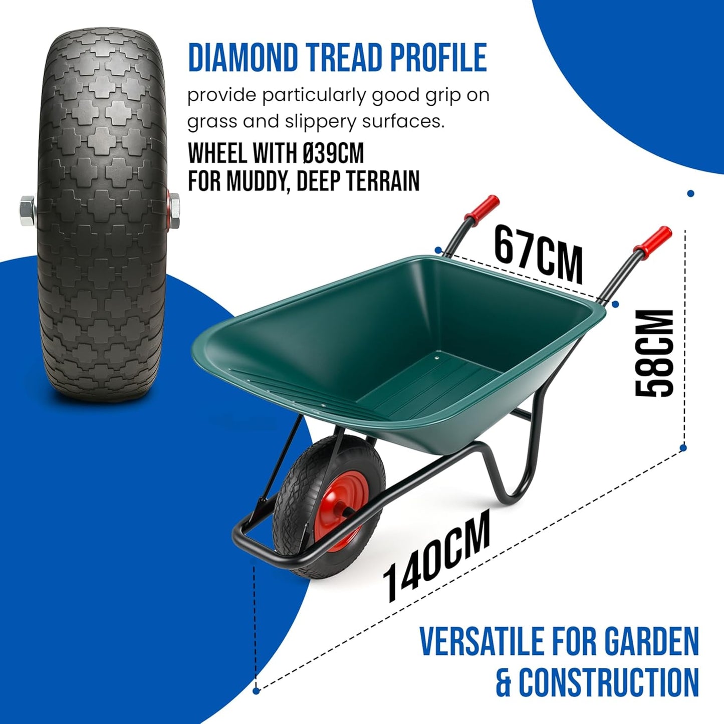 Heavy Duty Garden Wheelbarrow – Durable Outdoor Cart for Yard, Soil & Landscaping
